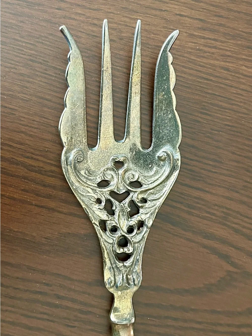 Ornate Vintage Large Silverplate Serving Fork
